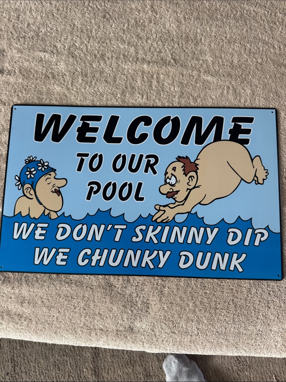 Pool Swim Sign - Light Blue 'Welcome to our Pool'